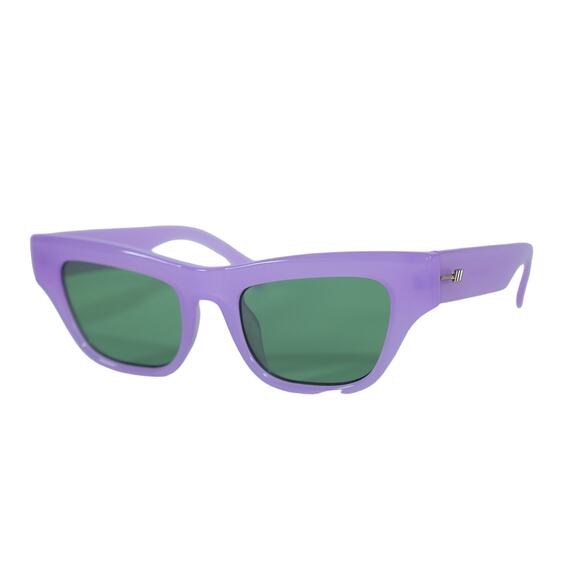 Le Specs HANKERING Cat Eye Rectangle Sunglasses - Purple / Emerald - NWT - Picture 2 of 9